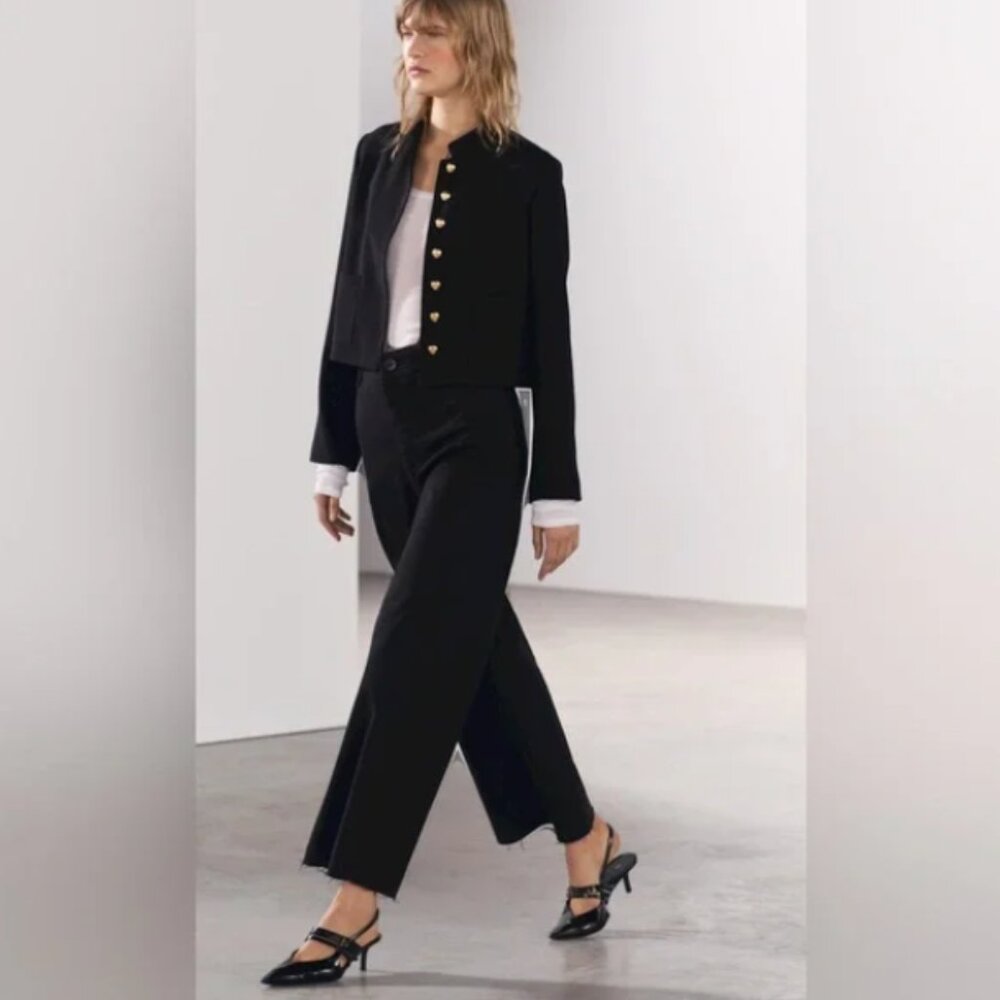 NEW! Zara 'The Marine' Straight Jeans in PURE BLACK (0) - Picture 4 of 10